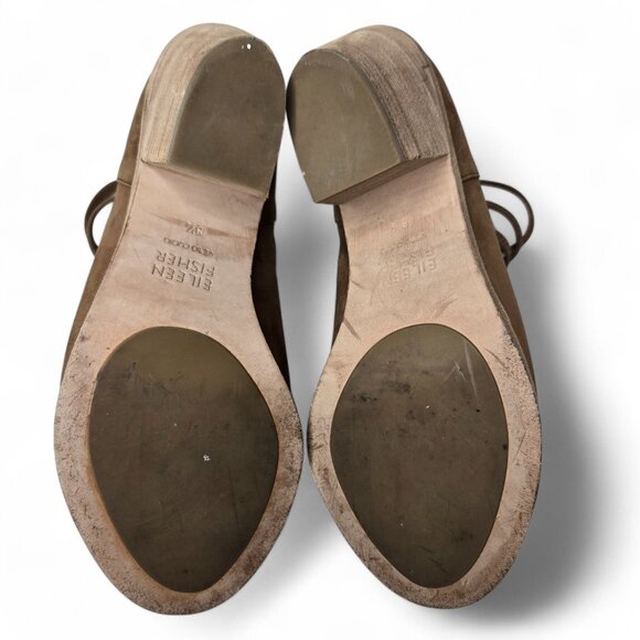 Eileen Fisher James Heels Women's Nubuck Lacey Strap Open Toe Chunky Heel 8.5 - Picture 9 of 11